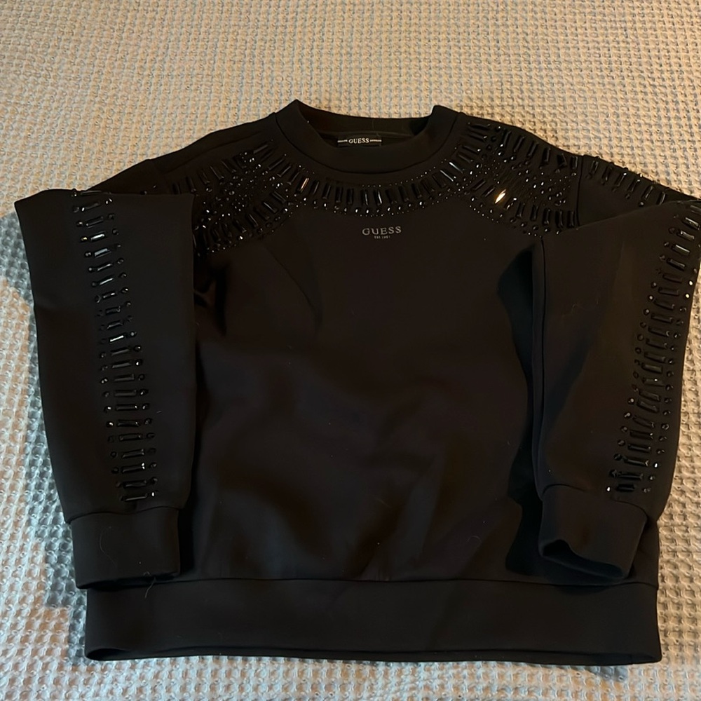 Guess black beaded sweatshirt XL